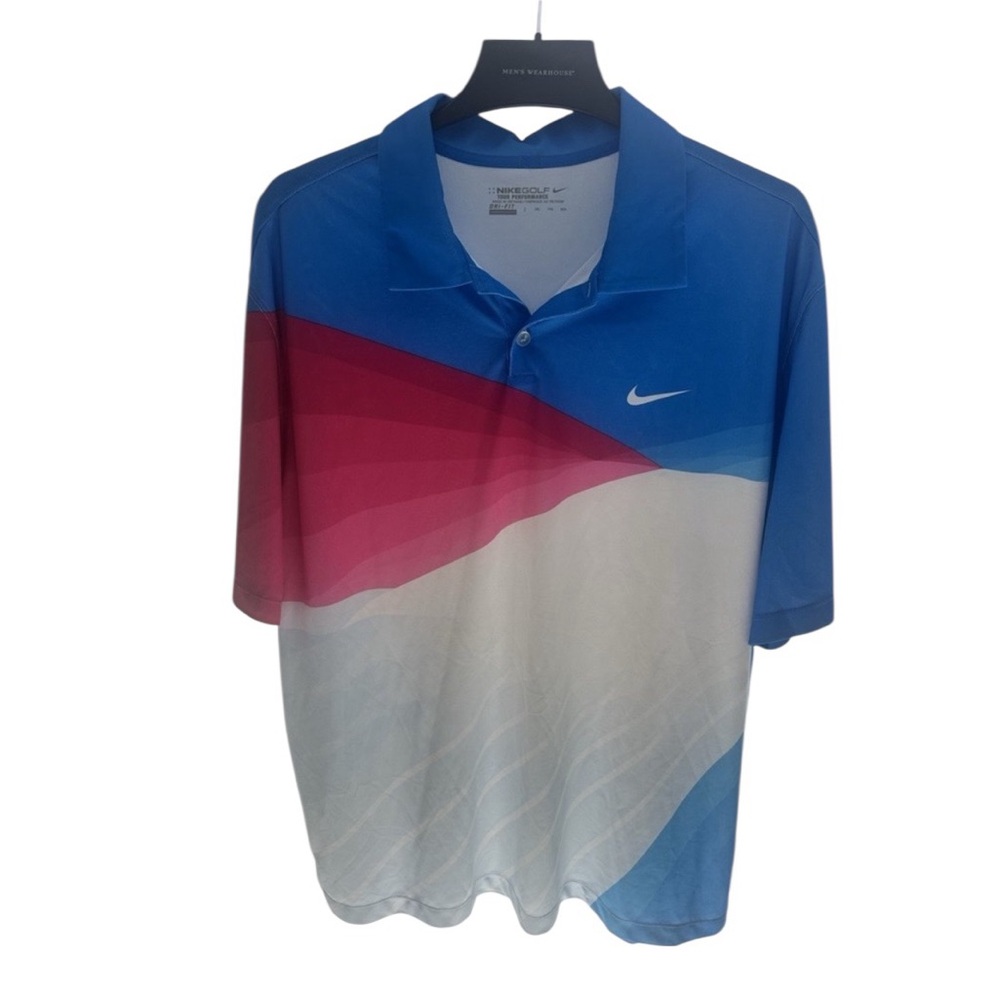 Nike Golf Dri-FIT Tour Performance Polo Shirt‎ Size XXL Blue Pink